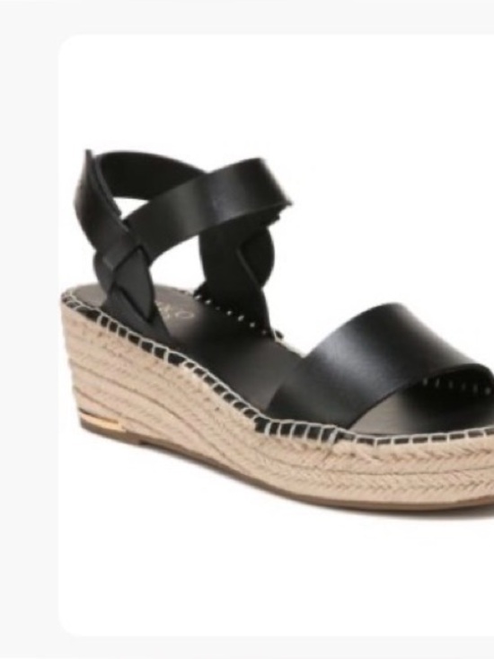 Franco Sarto Shoes - Black leather Franco Sarto Clemens wedge espadrille sandals - size 9
